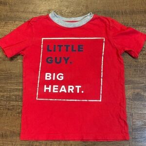 Dot Dot Smile Red Silver, and Gray Kids T-Shirt Little Guy Big Heart